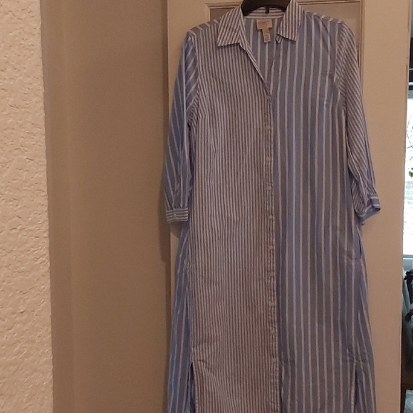 St. John's Bay Blue and White Shirt Dress - Picture 3 of 4